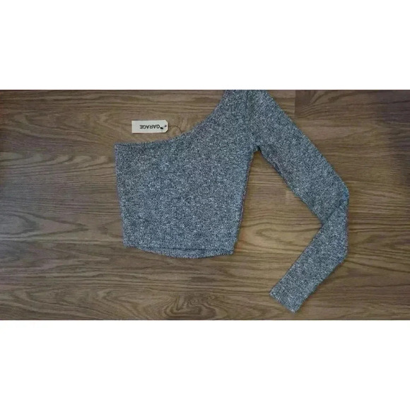 NWT Garage Long Sleeve One Shoulder Salt & Pepper - Size P/S - Picture 9 of 12